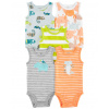 CARTERS CARTER'S Body bez rukávov Stripes Animals chlapec 5ks NB Veľkosť: NB/ veľ. 56