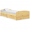 vidaXL Posteľný rám s 2 zásuvkami, borovicový masív 90x200 cm 322154