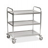 Nerezový policový vozík KM, 3 police, nosnosť 100 kg, 910x590 mm, 4 kolieska z PU, brzda