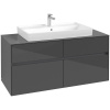 VILLEROY & BOCH Collaro závesná skrinka pod umývadlo na dosku (umývadlo v strede), 4 zásuvky, 1200 x 500 x 548 mm, Glossy Grey, C08700FP