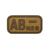 Klettabzeichen, braun/khaki, Blutgruppe ”AB NEG”, 3D (neurčen)