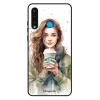 Lesklé pouzdro iSaprio pro Huawei P30 Lite - Girl With Latte (Lesklé pouzdro, kryt, obal iSaprio Exclusive na mobil Huawei P30 Lite s motivem Girl With Latte - elegantní skleněný vzhled, skvělá ochran