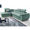 Rohová sedacia súprava Viera, mentolovo zelená látka, ľavý roh