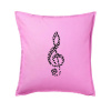 Husľový kľúč z nôt - Vankúš 50x50 - 50x50 - Iba poťah ( Ružová )