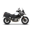 Kompletná sada bočných čiernych hliníkových kufrov SHAD TERRA BLACK 36L/36L, vrátane montážnej sady SHAD SUZUKI DL 650 V-Strom