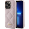 Guess Guess GUHCP15LPSQSQSP iPhone 15 Pro 6.1 růžové pevné pouzdro prošívané kovové logo