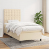 vidaXL Posteľný rám boxsping s matracom krémový 90x200 cm látka - Krémová - 106181-206288