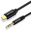 Audio kábel Vention Type-C (USB-C) to 3.5mm Male Spring Audio Cable 1.5m Black Metal Type (BGABG)