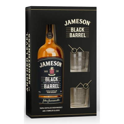 Jameson Black Barrel 0,7l 40% + 2 poháre v kartóniku