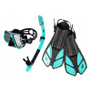 Acra súprava na šnorchlovanie 3v1 M6213, tyrkysová, okuliare, šnorchel, plutvy 42-47