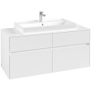 VILLEROY & BOCH Collaro závesná skrinka pod umývadlo na dosku (umývadlo v strede), 4 zásuvky, 1200 x 500 x 548 mm, White Matt, C08700MS