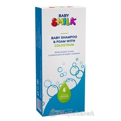 BABYSMILK SHAMPOO AND BATH FOAM WITH COLOSTRUM detský šampón a pena do kúpeľa s colostrom 1x200 ml