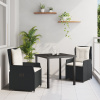 zahrada-XL 5-dielny záhradný jedálenský set svetlosivý poly ratan, vidaXL záhradný stôl čierny 160x80x73 cm tvrdené sklo 3380977