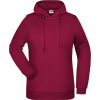 James & Nicholson | JN 795, Dámska mikina s kapucňou, červená Wine, 3XL