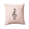 Husľový kľúč z nôt - Vankúš 50x50 - 50x50 - Iba poťah ( Svetloružová )
