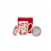 Porcelánový hrnček s infúzorom DUO SRDCE Ružové srdcia 360 ml