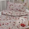 Biante Detské bavlnené posteľné obliečky do postieľky Sandra SA-631 Červeno-biele vlčie maky na sivobéžovom Do postieľky 90x130 a 40x60 cm