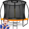Neo-Sport záhradná trampolína pre deti - 8FT (Ø 252 cm), s vnútornou sieťou a profilovým rámom, oranžová