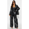 Čierny koženkový overal Alessandra s blazerom #Veľkosť M Farba Čierna