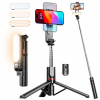 Selfie-stick 4kom Tripod LED držiak na telefón na fotografie, čierny