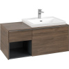 VILLEROY & BOCH Subway 3.0 závesná skrinka pod umývadlo (umývadlo vpravo), 2 zásuvky + regálový prvok, s LED osvetlením, 1001 x 516 x 422,5 mm, Arizona Oak, C571L0VH