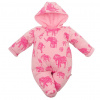 Zateplená dojčenská kombinéza s kapucňou Baby Service Slony ružová - 74 , Ružová