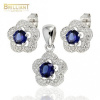 Strieborný set Ag925 Náušnice 1,2cm, Prívesok 2cm s kameňmi - Rozmer: 1.2