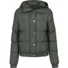 Urban Classics Ladies Hooded Puffer Jacket Farba: Dark Olive, Veľkosť: XL