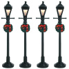 Pouličné osvetlenie Lemax 64498 Plynové pouličné lampy s vencom, 4 dielny set
