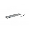 LogiLink UA0373 Dockingstation USB-C 11Port 3xUSB3.2 USB-C 2xHDMI VGA AUX RJ45 Silver