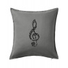 Husľový kľúč z nôt - Vankúš 50x50 - 50x50 - Vrátane výplne ( Tmavosivý melír )
