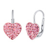 Stříbrné náušnice srdce růžové se Swarovski® Crystals SILVEGOBP36011