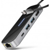 AXAGON HMC-6GLN, USB 5Gbps hub, 2x USB-A, USB-C, HDMI 4k/60Hz, RJ-45 GLAN, PD 100W, kabel USB-C 20cm