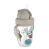 Canpol babies Nevylievací hrnček so slamkou a závažím EXOTIC ANIMALS 270ml sivý