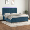 Box spring postel s matrací a LED tmavě modrá 160x200 cm samet Modrá 3136135