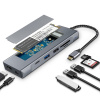 AppleMix Dokovacia stanica / rozbočovač / rámček M.2 - 2x USB-C - 2x USB-A - HDMI - SD - kov - sivá