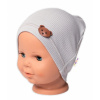Baby Nellys Rebrovaná čiapka Macko - šedá 80-86 (12-18m)