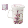 Hrnček porcelán so sitkom a viečkom 340ml EIFFELOVKA