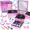 JOKO Veľká Sada Korálky na vliekanie, náušnice, prstene, sponky, gumičky v kufríku so zrkadlom, ružová