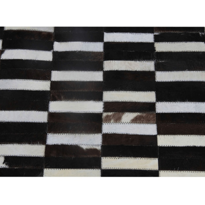 Tempo Kondela Luxusný kožený koberec, hnedá/čierna/biela, patchwork, 120x180, KOŽA TYP 6