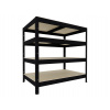 Bezskrutkový regál Biedrax 60 x 60 x 90 cm, čierny, 4 police OSB 10 mm, nosnosť 200 kg na policu