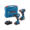 BOSCH Akumulátorový výkonný set GDX 18V-285 + GSB 185-LI (2 x 2,0 Ah akumulátor + nabíjačka) v kufríku