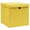 Petromila vidaXL Úložné boxy s vrchnákmi 10 ks žlté 32x32x32 cm látkové