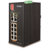 Planet IFGS-1022HPT priemyselný PoE switch, 8x100Mb + 2x1Gb/SFP, PoE 802.3at 30/240W, -40 až 75°C, dual 48-54VDC, IP30