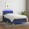 Box spring postel s matrací a LED modrá 100x200 cm textil Modrá 3133859