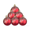 LEDOVÝ SEN | sada ozdob | 6 ks | červené koule se zlato-stříbrným dekorem
