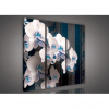Obraz na plátne viacdielny - OB3155 - Biela orchidea modrý vzor 90cm x 80cm - S6