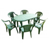 Záhradný nábytok plastový stôl+6 stoličiek ZELENÝ