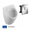Villeroy & Boch + Schell - Pisoár s tlačným splachovaním, biela/chróm