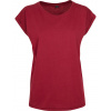 Build Your Brand Dámske tričko s pČervenáĺženými ramenami BY021 Červená Burgundy 5XL